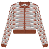 Load image into Gallery viewer, Ladies Cropped Button Down Stripped Tee
