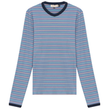 Load image into Gallery viewer, Ladies Ribbed Stripped V Neck Tee
