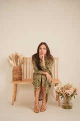 Load image into Gallery viewer, Ladies Printed Satin Midi Shirt Dress
