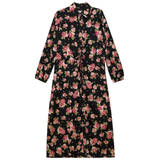 Load image into Gallery viewer, Ladies Printed Satin Belted Shirt Dress
