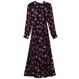 Load image into Gallery viewer, Ladies Satin Mosaic Pleated Midi Dress
