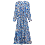 Load image into Gallery viewer, Ladies Satin Mosaic Pleated Midi Dress
