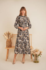 Load image into Gallery viewer, Ladies Printed Linen Midi Jumper With Cropped Tie Shirt
