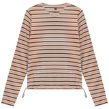 Load image into Gallery viewer, Ladies Ribbed Striped V Neck Tee With Bungee Rope
