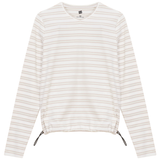Load image into Gallery viewer, Ladies Ribbed Striped V Neck Tee With Bungee Rope
