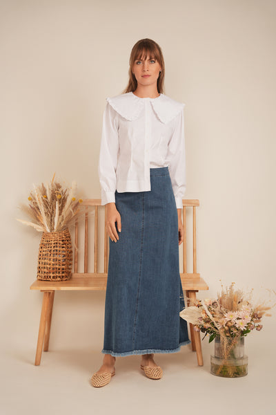 Ladies Bib Collar Cotton Shirt