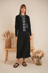 Load image into Gallery viewer, Ladies Double Breasted Knit Combo Sweater
