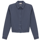 Load image into Gallery viewer, Ladies Cropped Chambray Shirt
