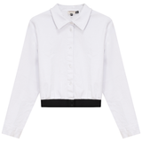 Load image into Gallery viewer, Ladies Cropped Denim Elastic Shirt

