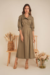 Load image into Gallery viewer, Ladies Cotton Midi Wrap Dress
