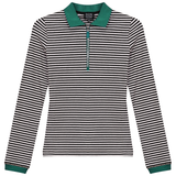 Load image into Gallery viewer, Ladies Stripped Ribbed Zipper Henley Tee
