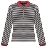 Load image into Gallery viewer, Ladies Stripped Ribbed Zipper Henley Tee
