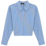 Load image into Gallery viewer, Ladies Cropped Striped Blouse
