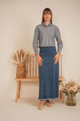 Load image into Gallery viewer, Ladies Cropped Striped Blouse
