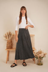 Load image into Gallery viewer, Ladies Mineral Wash Panel Midi Skirt
