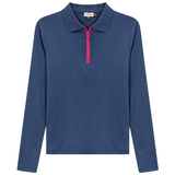 Load image into Gallery viewer, Ladies Henley Contrast Zip Tee
