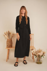 Load image into Gallery viewer, Ladies Copper Tencel Maxi V Neck Dress
