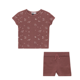 Load image into Gallery viewer, Soft Fine Rib 1x1 With White Print Short 2 PCS Set
