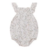 Load image into Gallery viewer, Crinkle Woven With Leaves And Bird Print Baby Bubble With Ruffle
