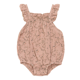 Load image into Gallery viewer, Crinkle Woven With Leaves And Bird Print Baby Bubble With Ruffle
