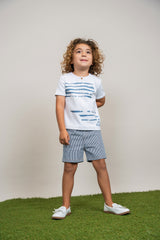 Load image into Gallery viewer, Stripe Woven Denim Short Set
