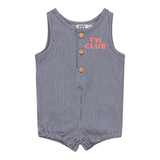 Load image into Gallery viewer, Small Stripe Woven Denim Short Onesie
