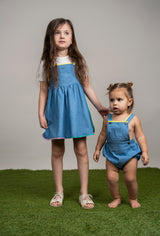 Load image into Gallery viewer, Woven Denim Baby Bubble Overall  With Multi Binding
