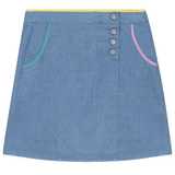 Load image into Gallery viewer, Woven Denim A Line Skirt With Multi Binding
