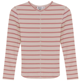 Load image into Gallery viewer, Girls Stripe Rib V Neck Top With Outseams And Merrow Edges
