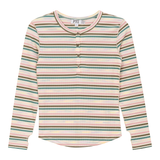 Load image into Gallery viewer, Girls Muli Stripe Long Sleeve Top With Front Placket
