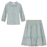 Load image into Gallery viewer, Woven Cotton With Flowers 2 PC Set With Lace Trim
