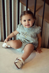 Load image into Gallery viewer, Woven Cotton With Flowers Baby Bubble With Lace Trim

