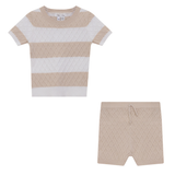 Load image into Gallery viewer, Honey Comb Stripe Knit 2 PCS Short Set
