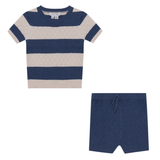 Load image into Gallery viewer, Honey Comb Stripe Knit 2 PCS Short Set
