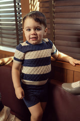 Load image into Gallery viewer, Honey Comb Stripe Knit 2 PCS Short Set
