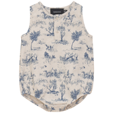 Load image into Gallery viewer, Baby Linen With Tree Print Baby Short Onesie

