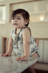 Load image into Gallery viewer, Baby Linen With Tree Print Baby Short Onesie
