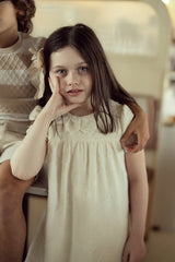 Load image into Gallery viewer, Girls Rectangle Textured Dress With Embroidered Collar
