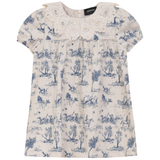 Load image into Gallery viewer, Girls Linen With Tree Print Dress With Embroidered Collar
