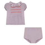 Load image into Gallery viewer, Girls Soft Woven Baby Set With Small Pleats At Front
