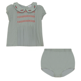 Load image into Gallery viewer, Girls Soft Woven Baby Set With Small Pleats At Front
