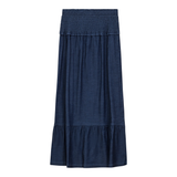 Load image into Gallery viewer, Girls Denim Long Skirt Smoked Yoke
