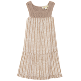 Load image into Gallery viewer, Girls Stripe Woven Cotton Flower Print Jumper With Square Crochet Neck
