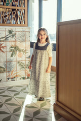 Load image into Gallery viewer, Girls Stripe Woven Cotton Flower Print Jumper With Square Crochet Neck
