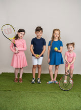 Load image into Gallery viewer, Girls Fine Rib Flare Dress With Stars
