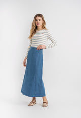 Load image into Gallery viewer, Ladies Stretch Denim Teen Panneled Skirt
