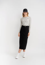Load image into Gallery viewer, Teen Rib With Distressed Stripe Top With FYI Tape Trim
