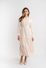 Load image into Gallery viewer, Teen Woven Tired Midi Length Dress With Self Belt
