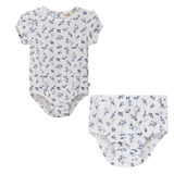 Load image into Gallery viewer, Wide Rib Floral Printed Baby Bubble With Panty 2 PC Set
