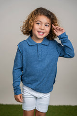 Load image into Gallery viewer, Boys Distressed Rib Polo
